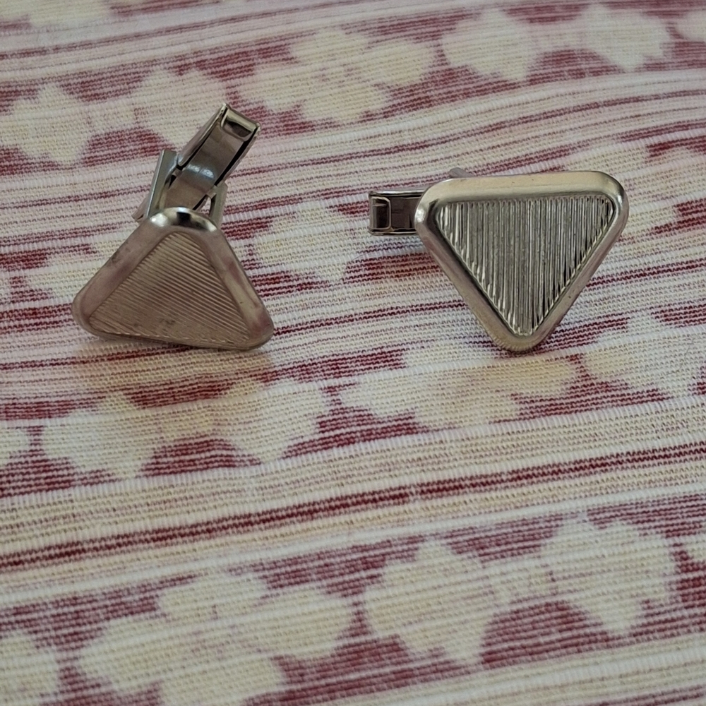 Silver Tone Triangle Cufflinks